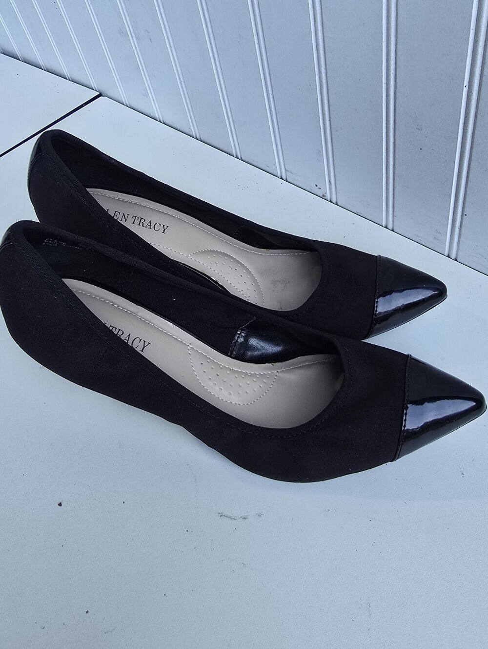 ELLEN TRACY CATIE BLACK SIZE 8.5 STRETCH SIDE HEELS LADIES/WOMEN SHOES SLIP ON
